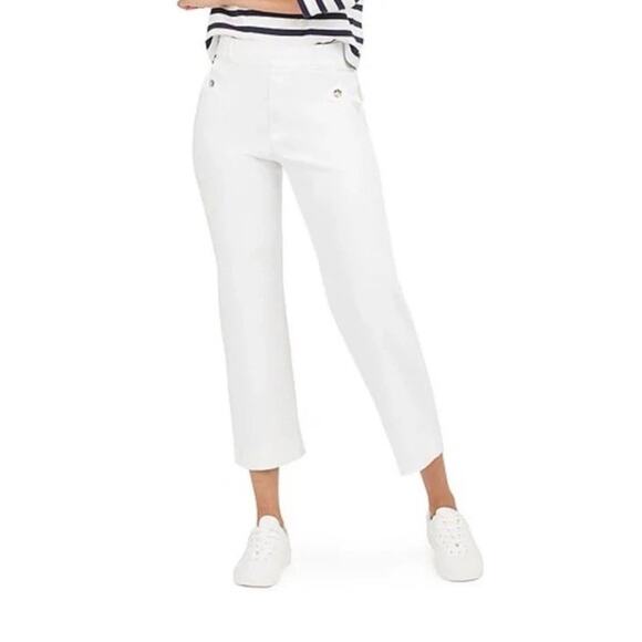 Spanx Women's Size XS Stretch Twill Cropped Wide Leg Pants White 20312 - Picture 1 of 6
